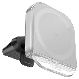 Авто держатель Hoco HW17 Crystal magnetic wireless fast charging (air outlet) [Gray]